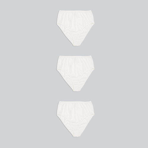 three pairs of white organic cotton high waisted underwear