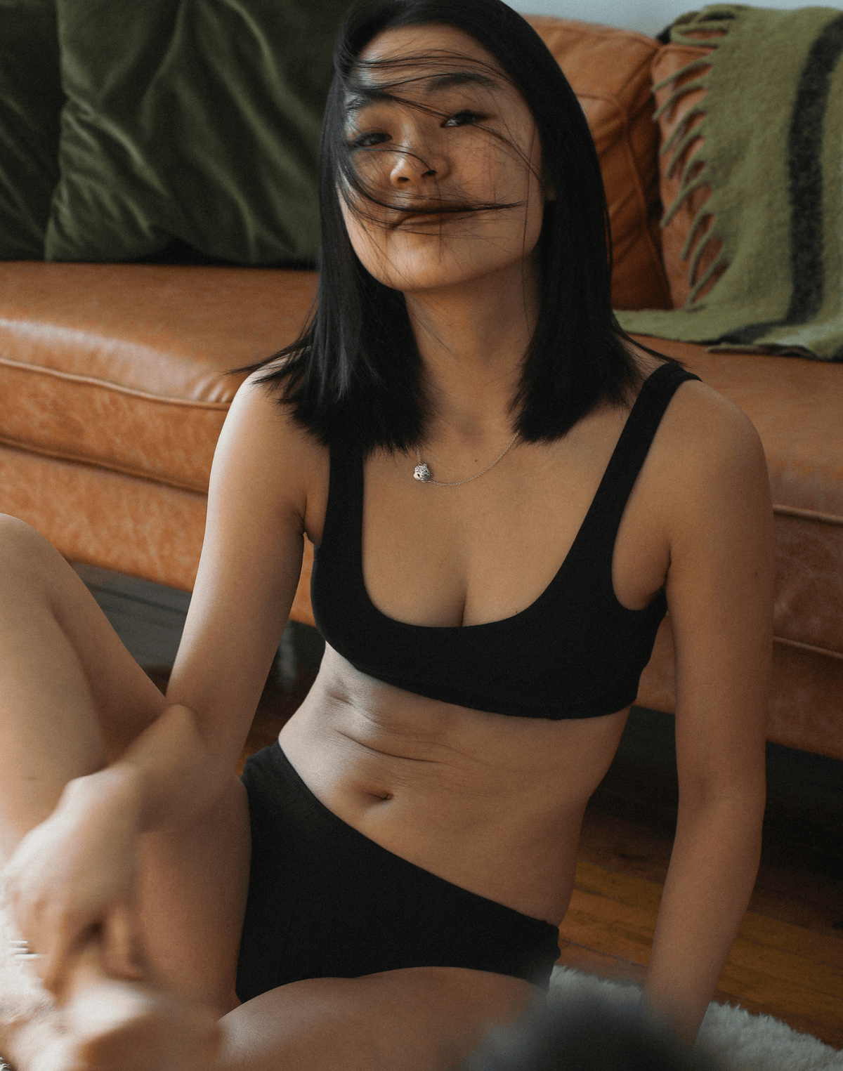 Organic cotton soft bra organic supima cotton soft scoop bra synthetic free plastic free black