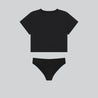 black organic cotton top and organic cotton bikini underwear