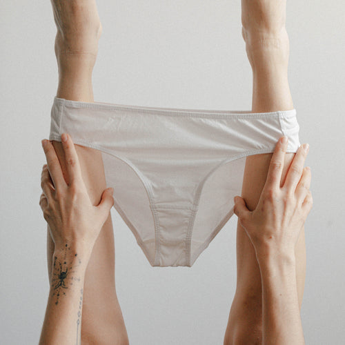 white organic cotton bikini underwear for women plastic free synthetic free