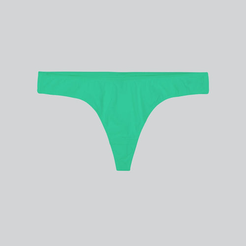 Green organic cotton thong with green and silver elastic – ecoology