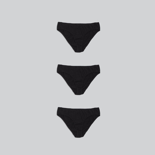 three black organic cotton bikini underwear briefs