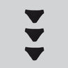 three black organic cotton bikini underwear briefs