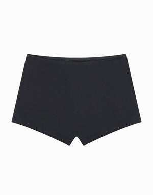 Organic cotton boyshort underwear for women in Black, flat lay | KENT